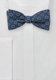Medallion Bow Tie in Denim Blue