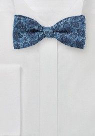 Intricate Blue Paisley Bow Tie