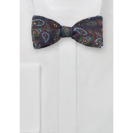 Colorful Wool Paisley Bow Tie