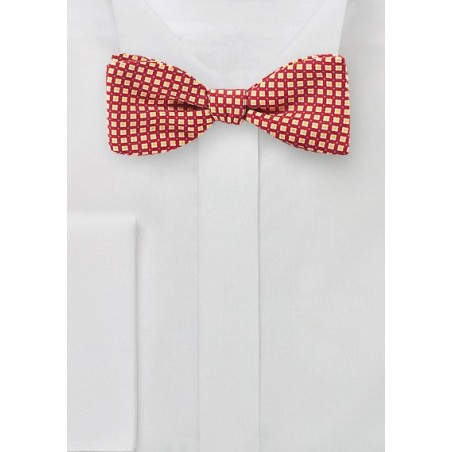 Foulard Print Bow Tie in Red and Orange