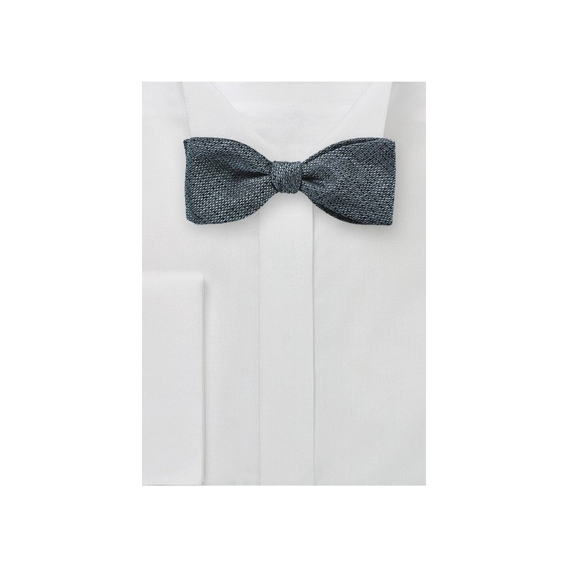 Textured Woven Bow Tie in Metallic Gray