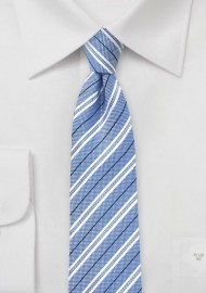 Sky Blue Striped Cotton Tie