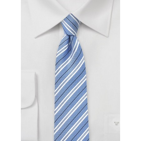Sky Blue Striped Cotton Tie