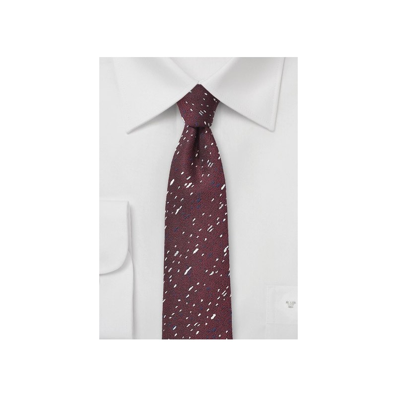 Speckled Skinny Tie in Port Red