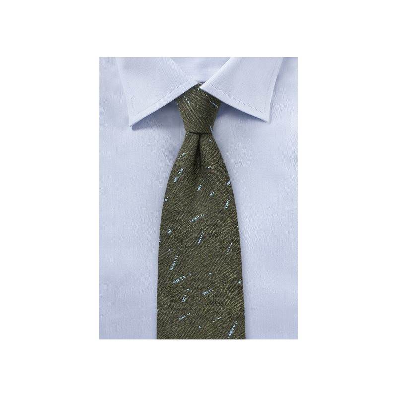 Dark Olive Herringbone Tie
