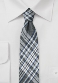 Trendy Checkered Tie in Gray and Silver