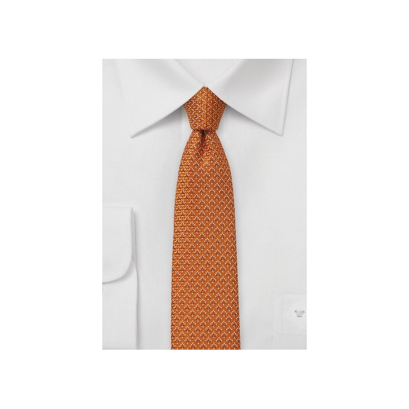 Skinny Wool Tie in Burnt Orange