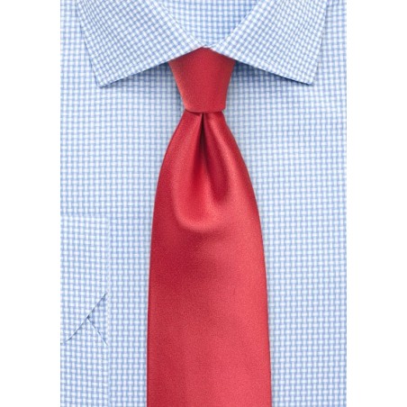 Coral Red Tie in Extra Long Length