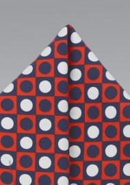 Retro Pattern Pocket Square in Orange, White, and Blue