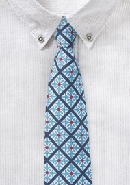 Tile Pattern Cotton Skinny Tie