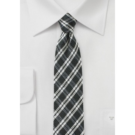 Window Pane Check Tie in Black and White