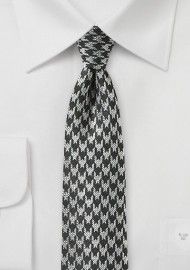 Charcoal and Silver Houndstooth Check Tie