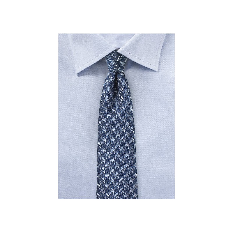 Blue Houndstooth Check Tie