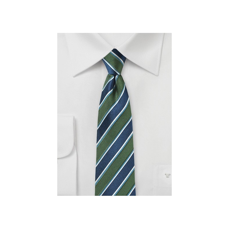 Awning Stripe Tie in Forest Green and Navy