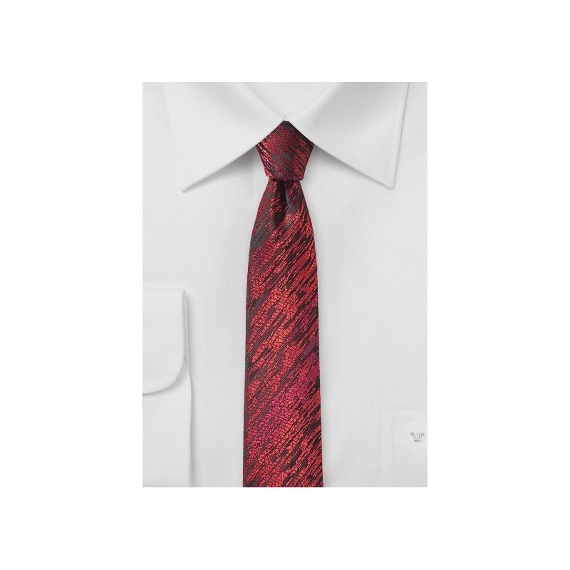 Trendy Skinny Tie with Wood Grain Texture