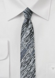 Silver Wood Grain Texture Skinny Tie