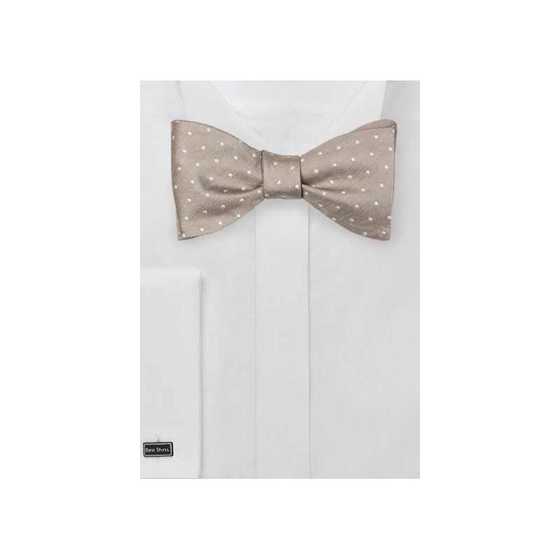 Fawn Colored Polka Dot Bow Tie