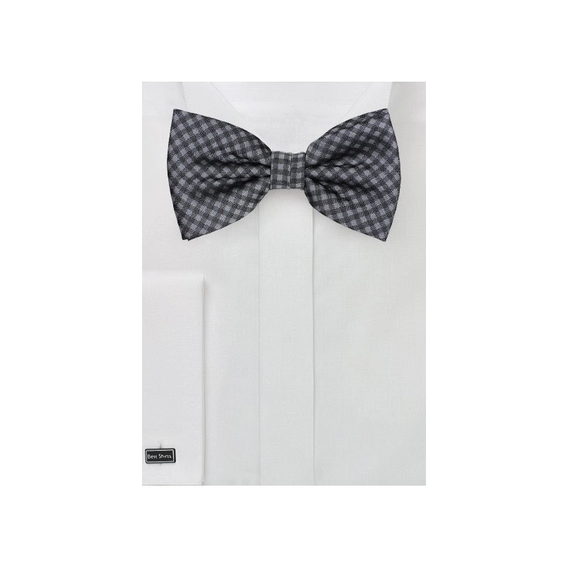 Gingham Bow Tie in Heather Gray