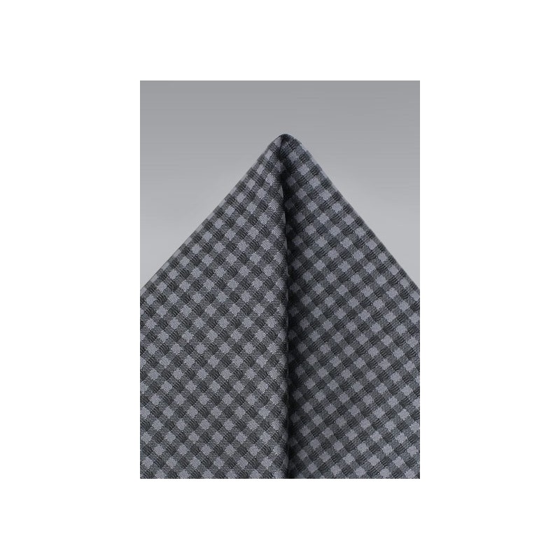 Gingham Check Pocket Square in Heather Gray