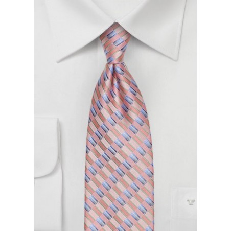 Salmon Pink Checkered Tie