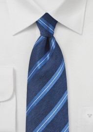 Modern Striped Silk Tie in Deep Blue
