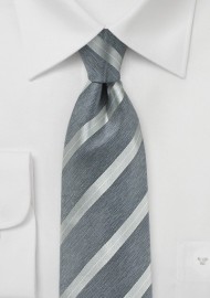 Modern Striped Tie in Pewter