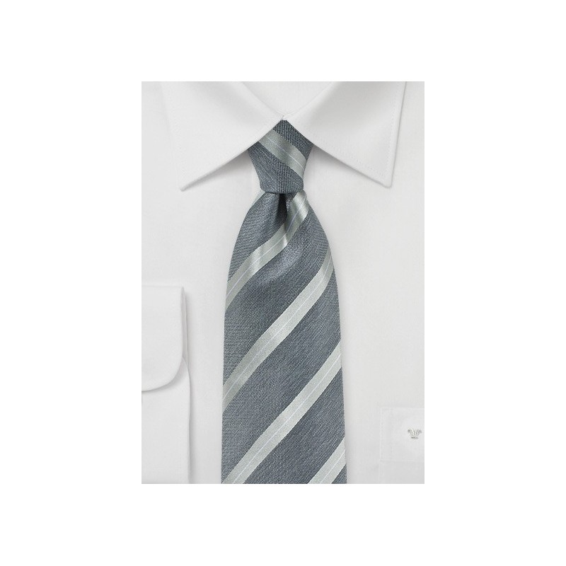 Modern Striped Tie in Pewter