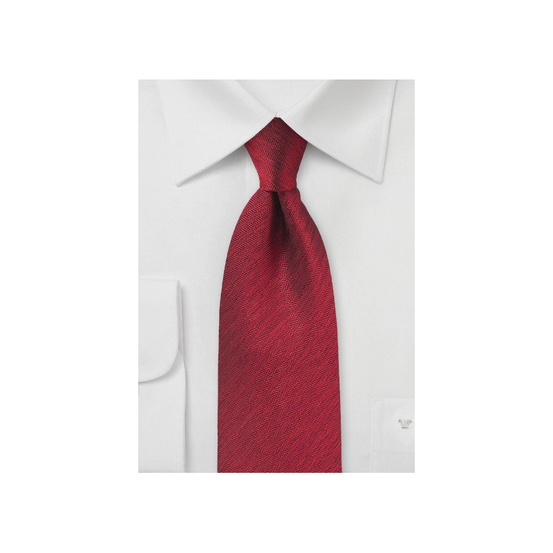 Deep Brick Red Herringbone Tie