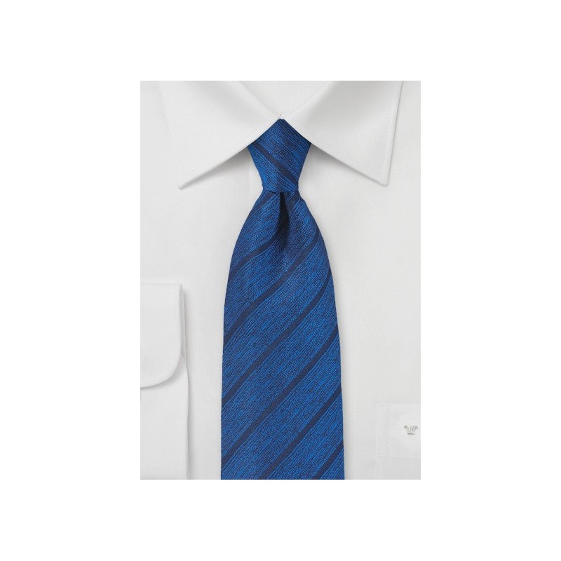 Deep Blue Designer Tie with Modern Stripe