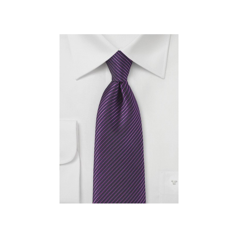 Striped Tie in Grape Purple and Black