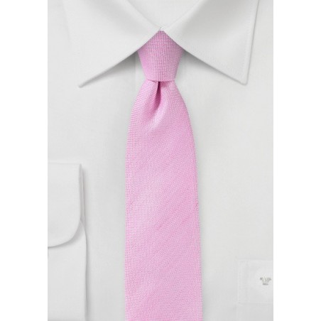 Begonia Pink Skinny Linen Tie