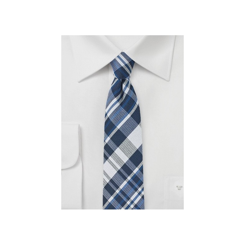 Cotton and Silk Blend Tie with Plaid