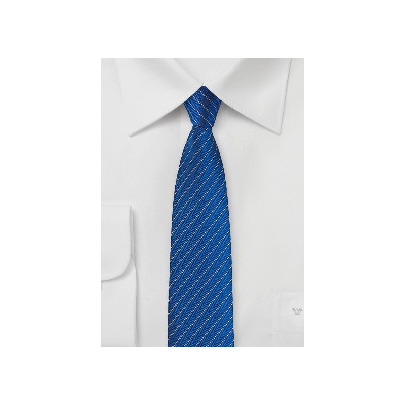 Skinny Herringbone Design Tie in Royal Blue