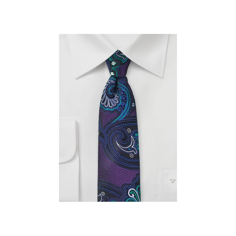 Psychedelic Paisley Tie in Purple and Turquoise