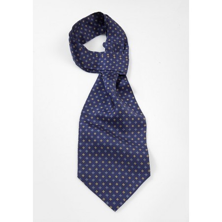 Midnight Blue Ascot with Yellow Floral Print