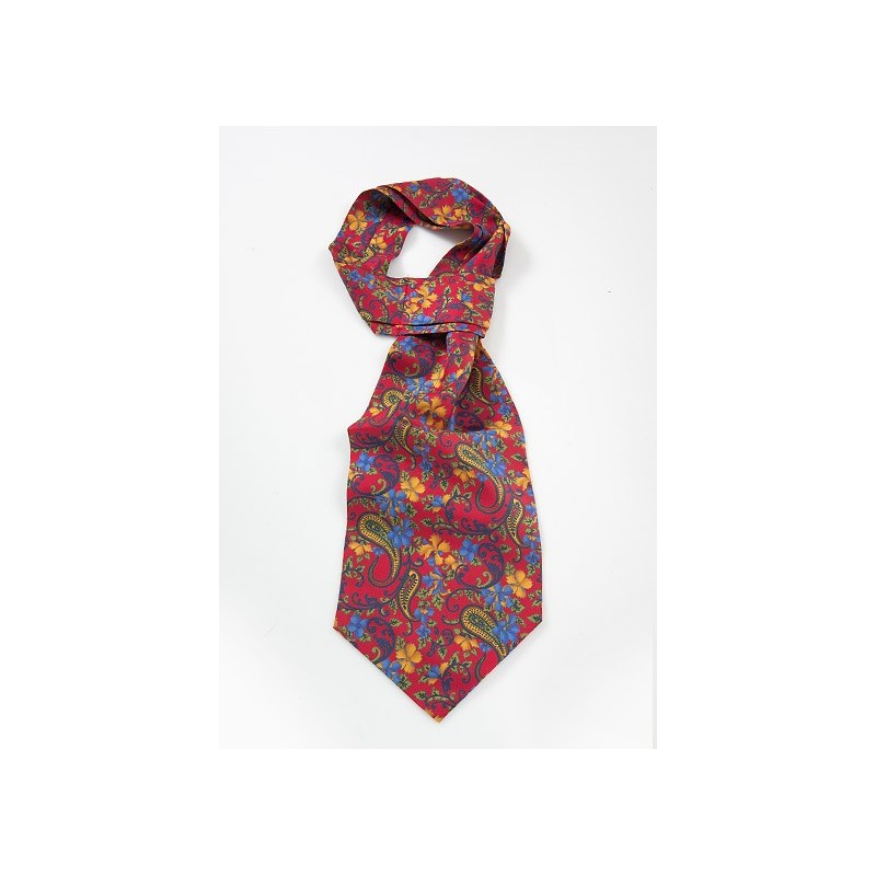 Floral Ascot Tie in Red