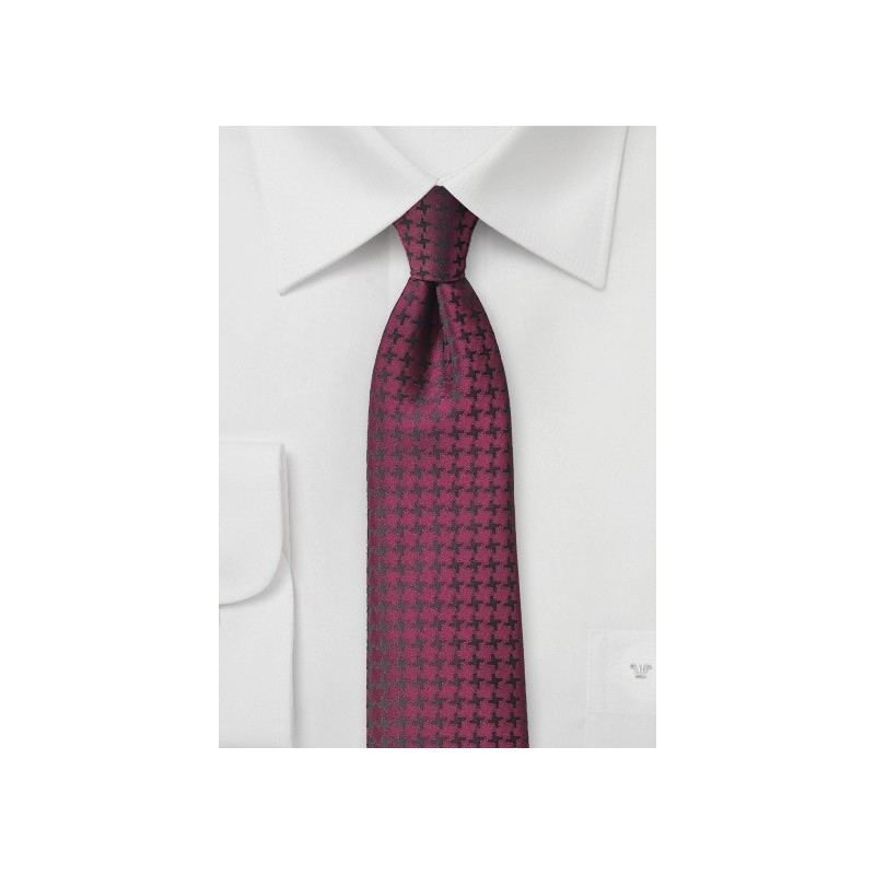 Cordovan Red Houndstooth Check Tie