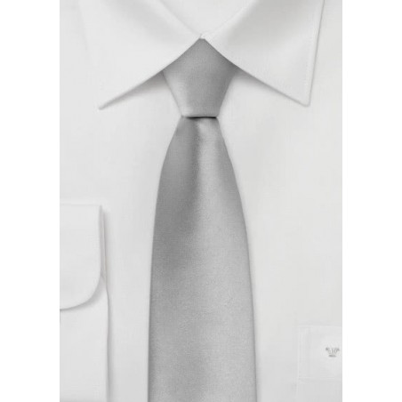 Formal Silver Skinny Silk Tie
