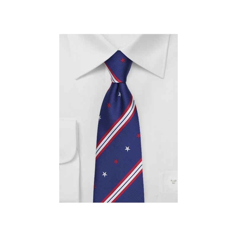 Repp Striped Necktie with Stars and Stripes