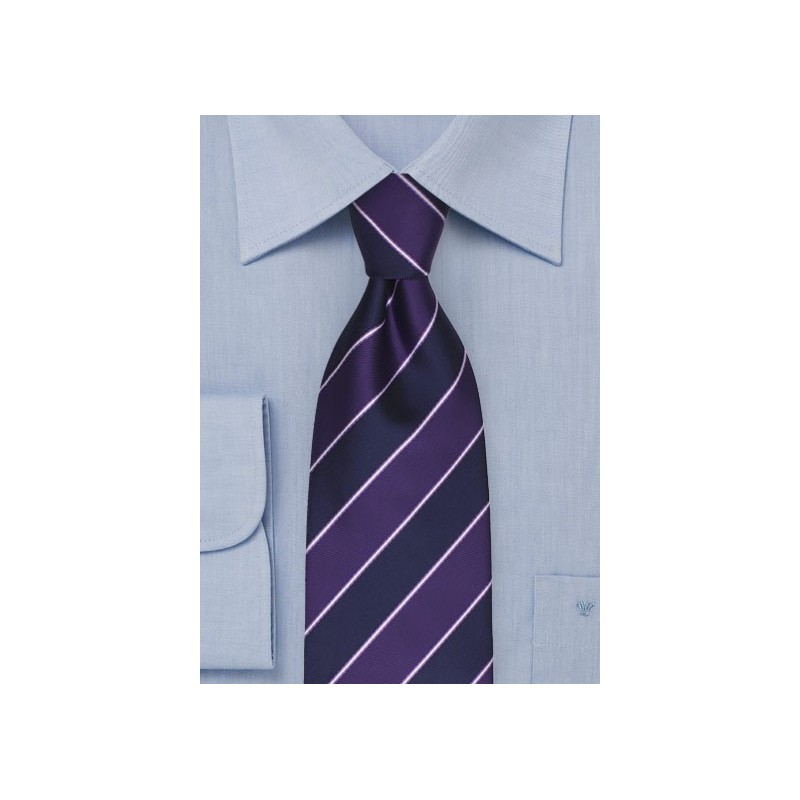 Navy and Grape Purple Striped Tie
