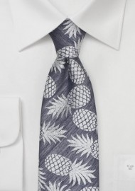 Summer Linen Tie with Pineapple Pattern