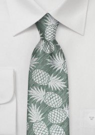 Ivy Green Summer Tie with Pineapple Pattern