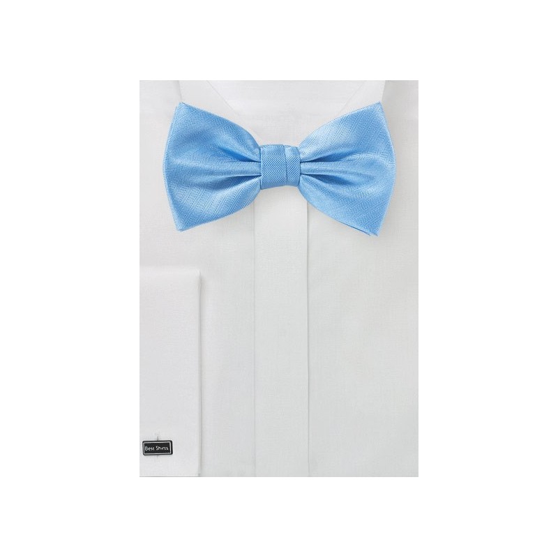 Sky Blue Herringbone Texture Bow Tie