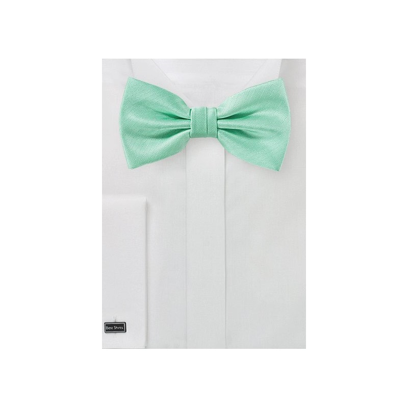 Solid Textured Bow Tie in Fresh Mint