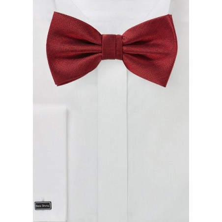 Cherry Red Herringbone Bow Tie