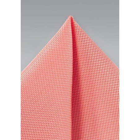 Microtexture Pocket Square in Neon Coral