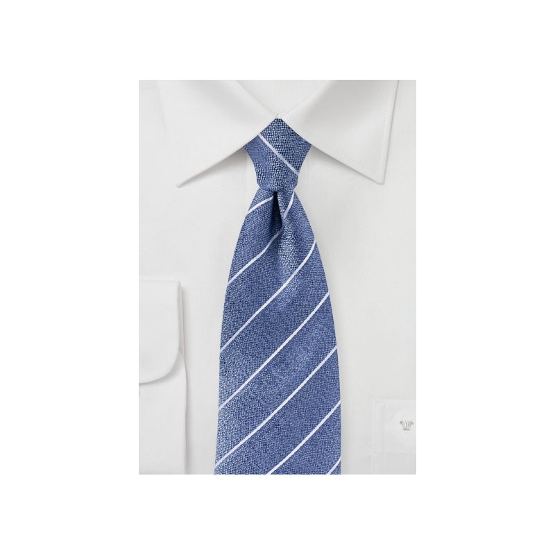 Raw Silk Tie in Denim Blue
