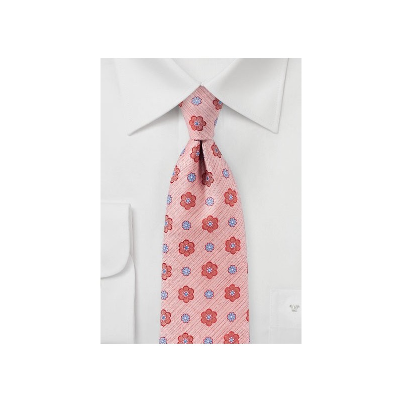Peach Blossom Pink Floral Tie