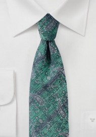Faded Paisley Tie in Green and Gray