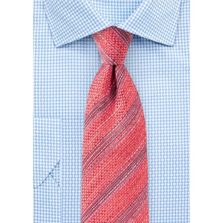 Recycled Poly Yarn Tie in Coral